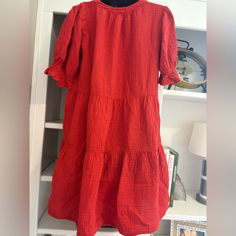Velvet by Graham and Spencer Susie Cotton Gauze Red Dress - Picture 2 of 5